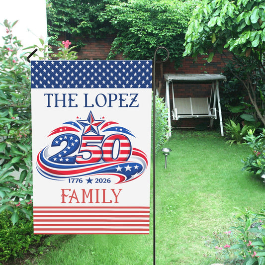 America 250th Anniversary Personalized Garden Flags Made in the USA (2 STYLES and sizes)