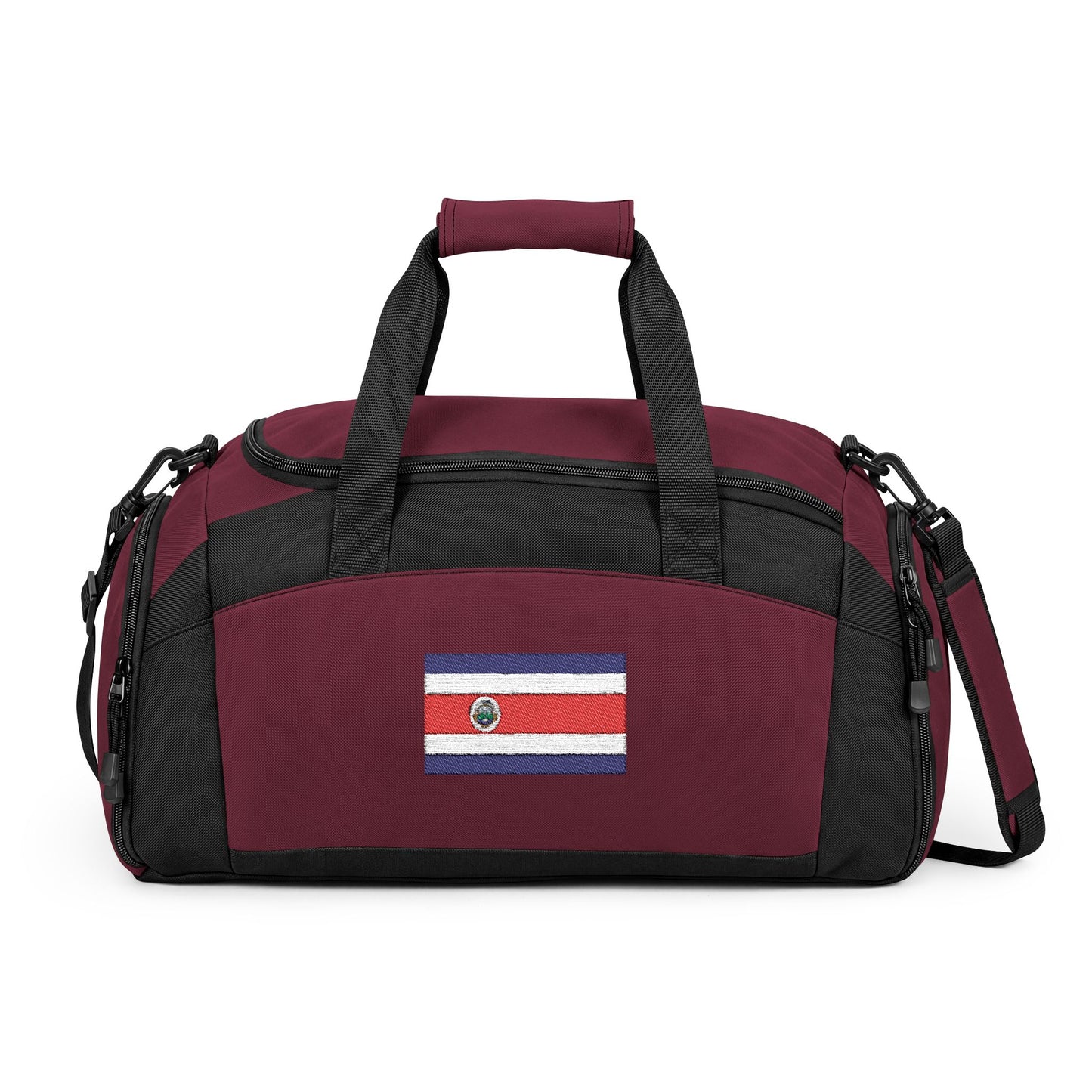 Costa Rica Flag Gym Bag — Black Duffle with Embroidered Costa Rica Flag