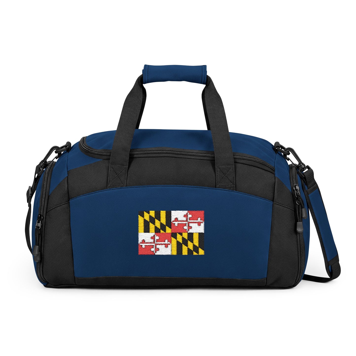 Maryland Flag Gym Bag — Black Duffle with Embroidered Maryland Flag