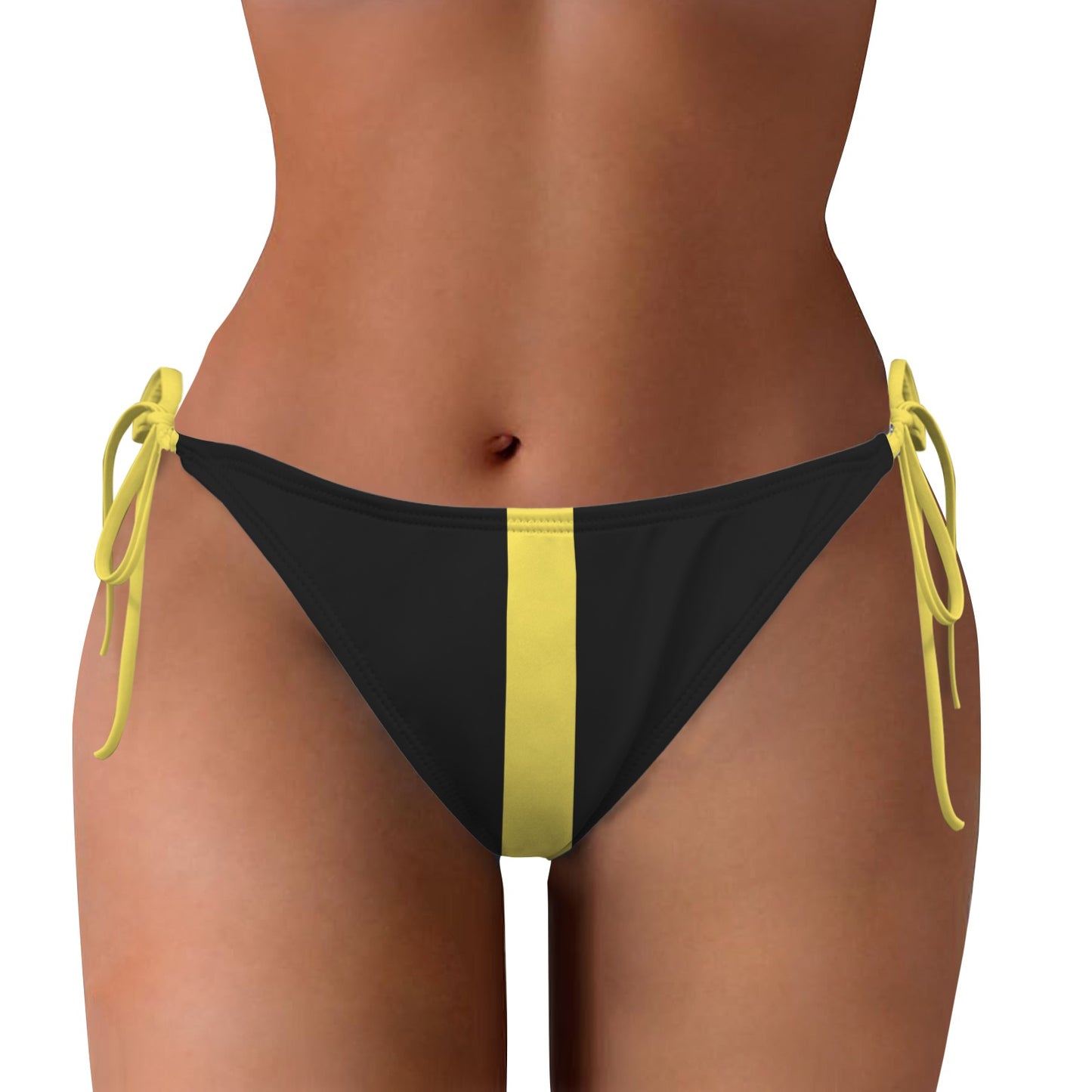 Thin Gold Line Flag Inspired Style-2 Side-Tie Bikini Bottom