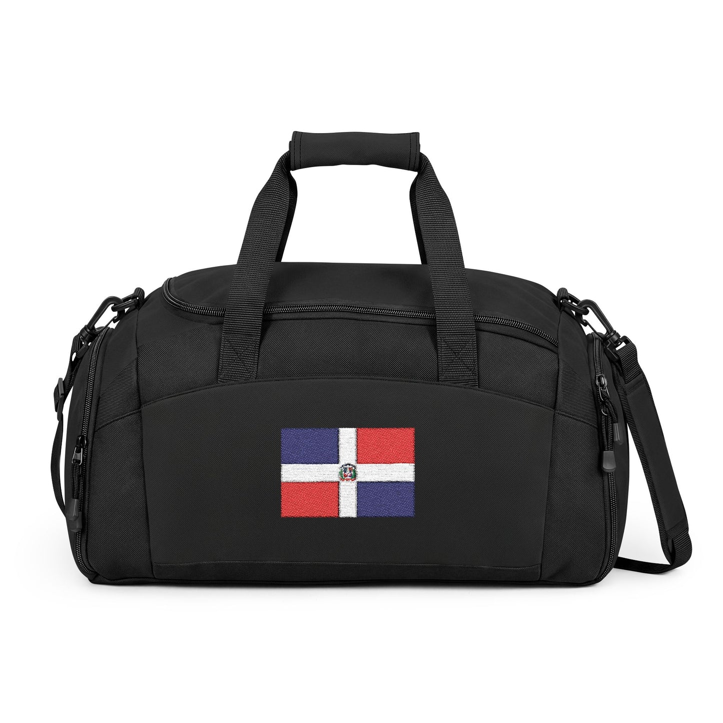 Dominican Republic Flag Gym Bag — Black Duffle with Embroidered Dominican Republic Flag