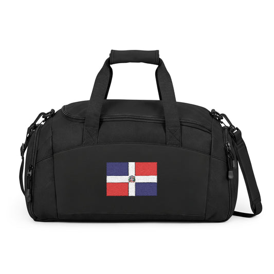 Dominican Republic Flag Gym Bag — Black Duffle with Embroidered Dominican Republic Flag