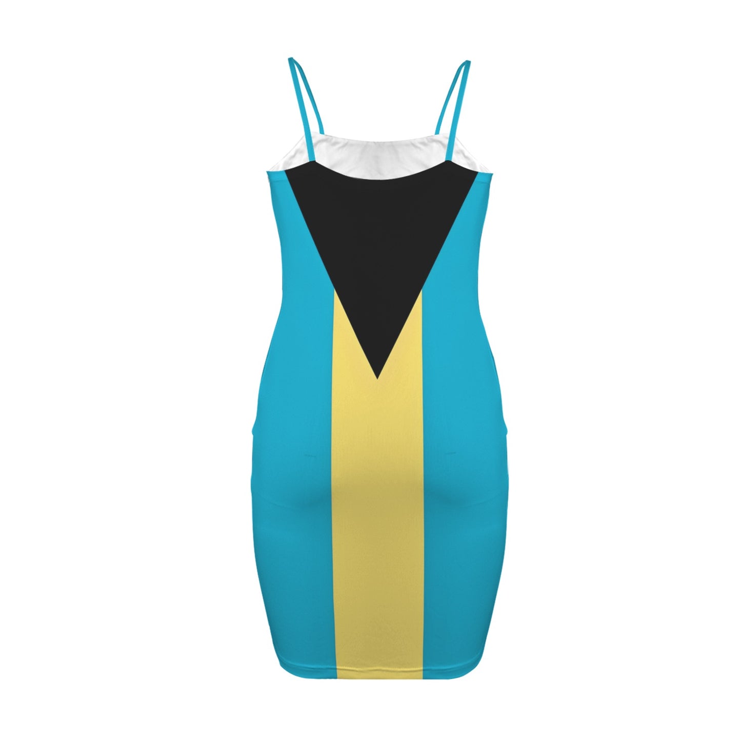 Bahamas Flag Inspired Backless Spaghetti Strap Bodycon Dress