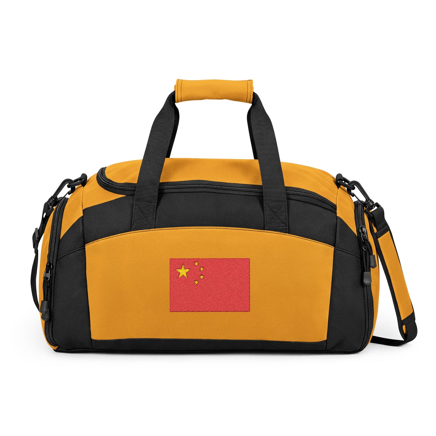 China Flag Gym Bag — Black Duffle with Embroidered China Flag