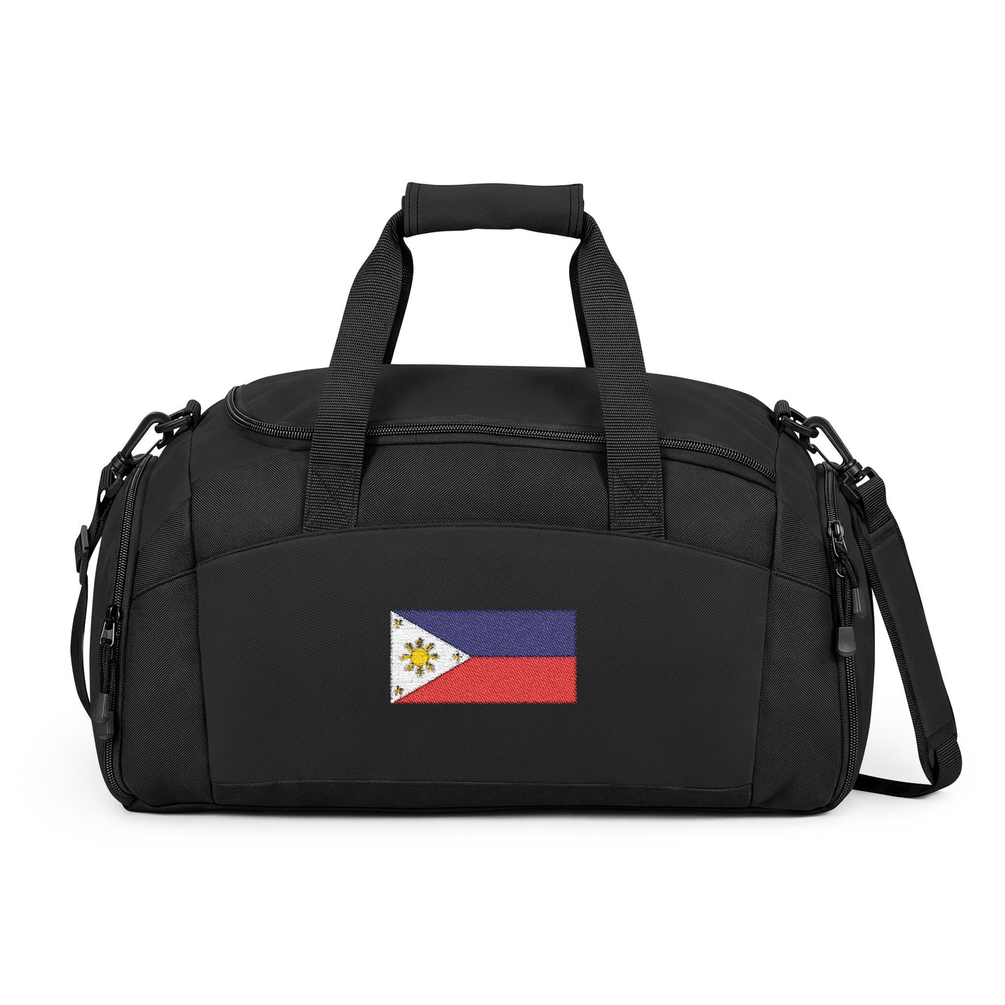 Philippines Flag Gym Bag — Black Duffle with Embroidered Philippines Flag