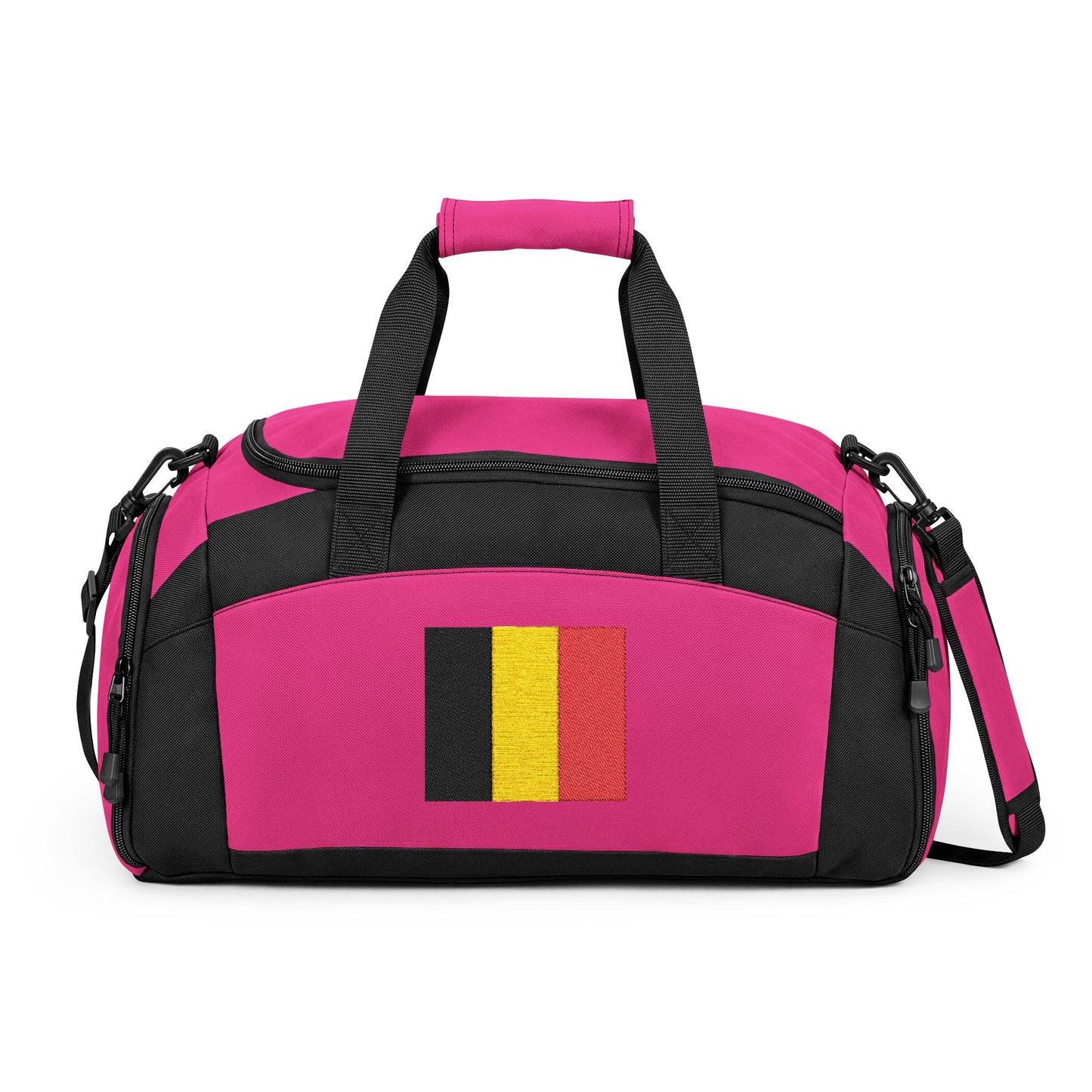 Belgium Flag Gym Bag — Black Duffle with Embroidered Belgium Flag