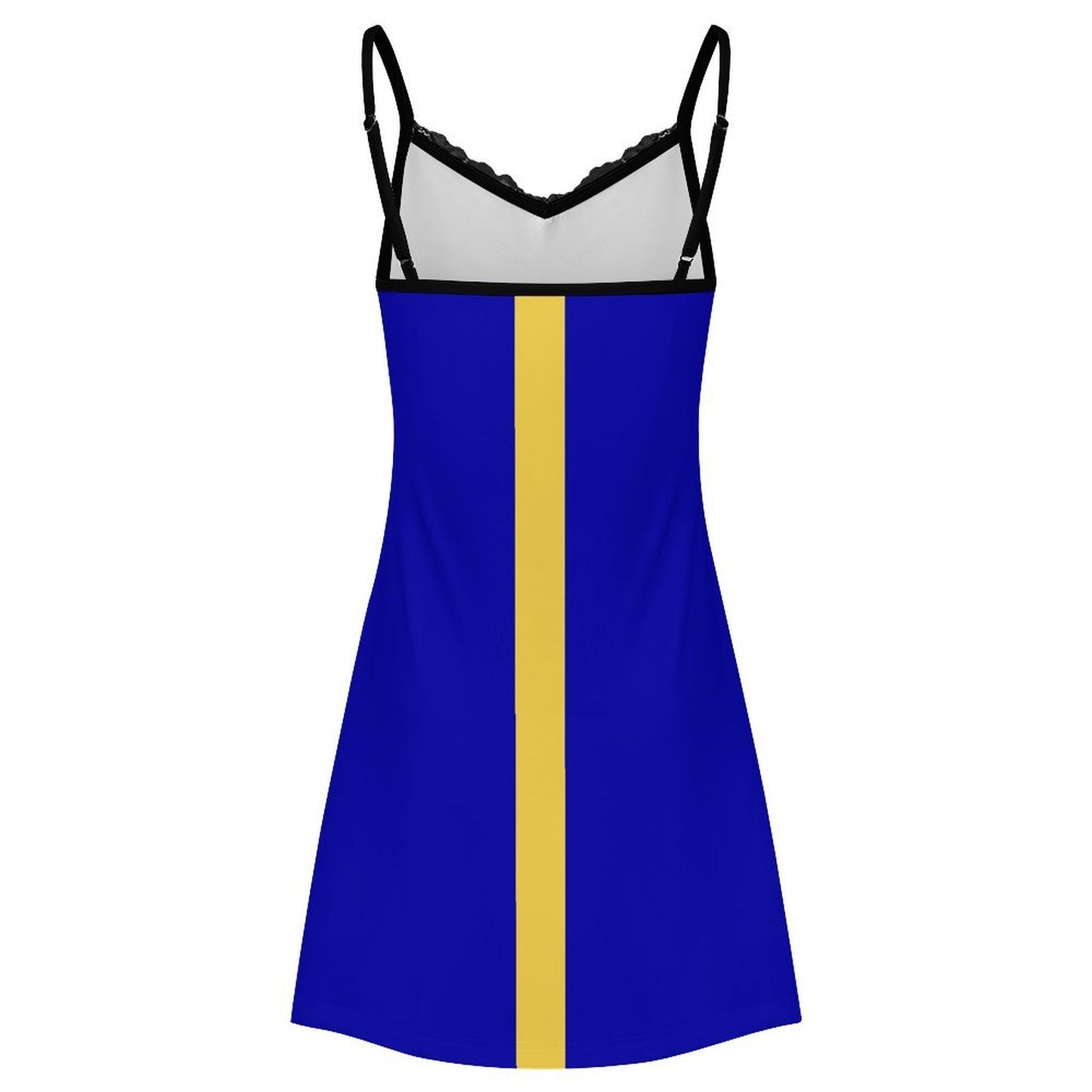 Barbados Flag Inspired Women's Lace Slit Cami Pajama Dress