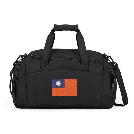 Taiwan Flag Gym Bag — Black Duffle with Embroidered Taiwan Flag