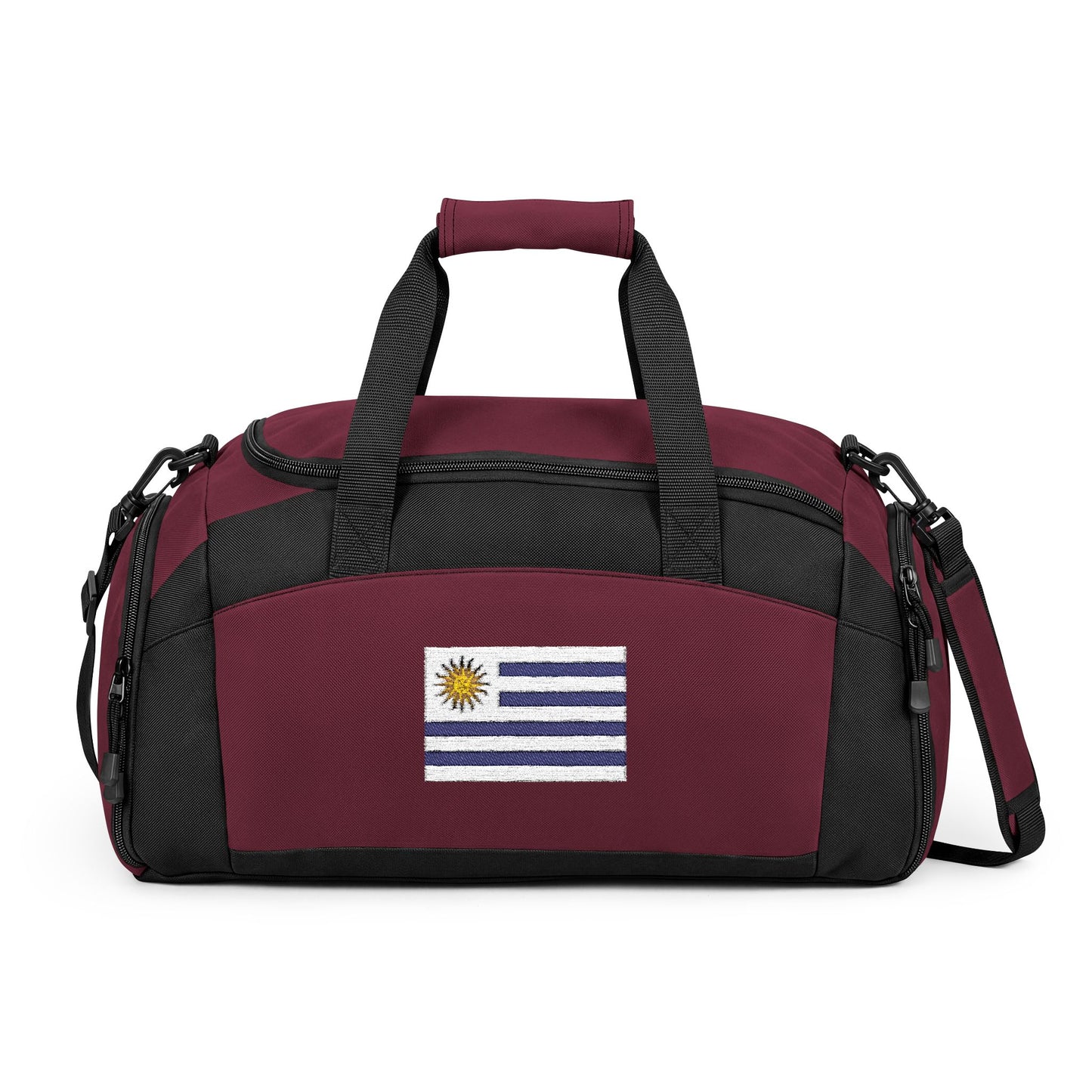 Uruguay Flag Gym Bag — Black Duffle with Embroidered Uruguay Flag