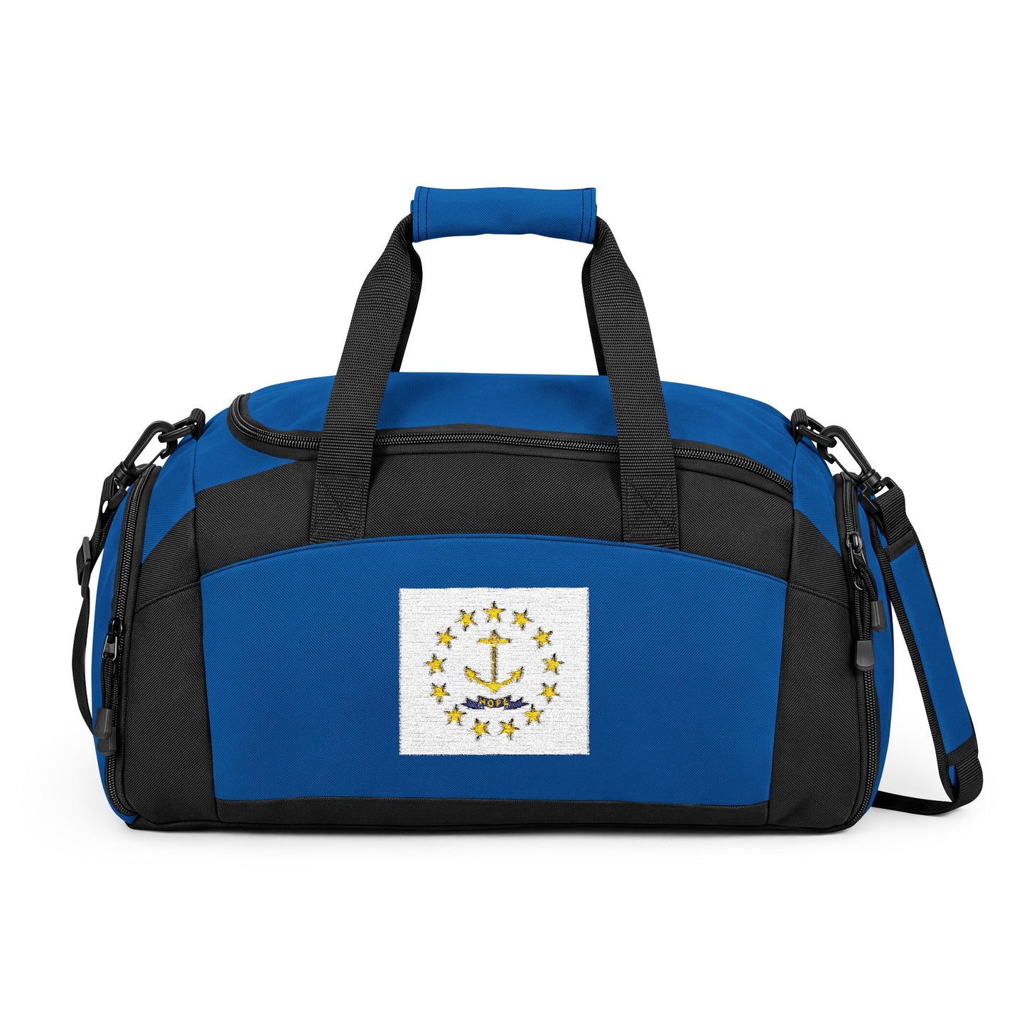 Rhode Island Flag Gym Bag — Black Duffle with Embroidered Rhode Island Flag