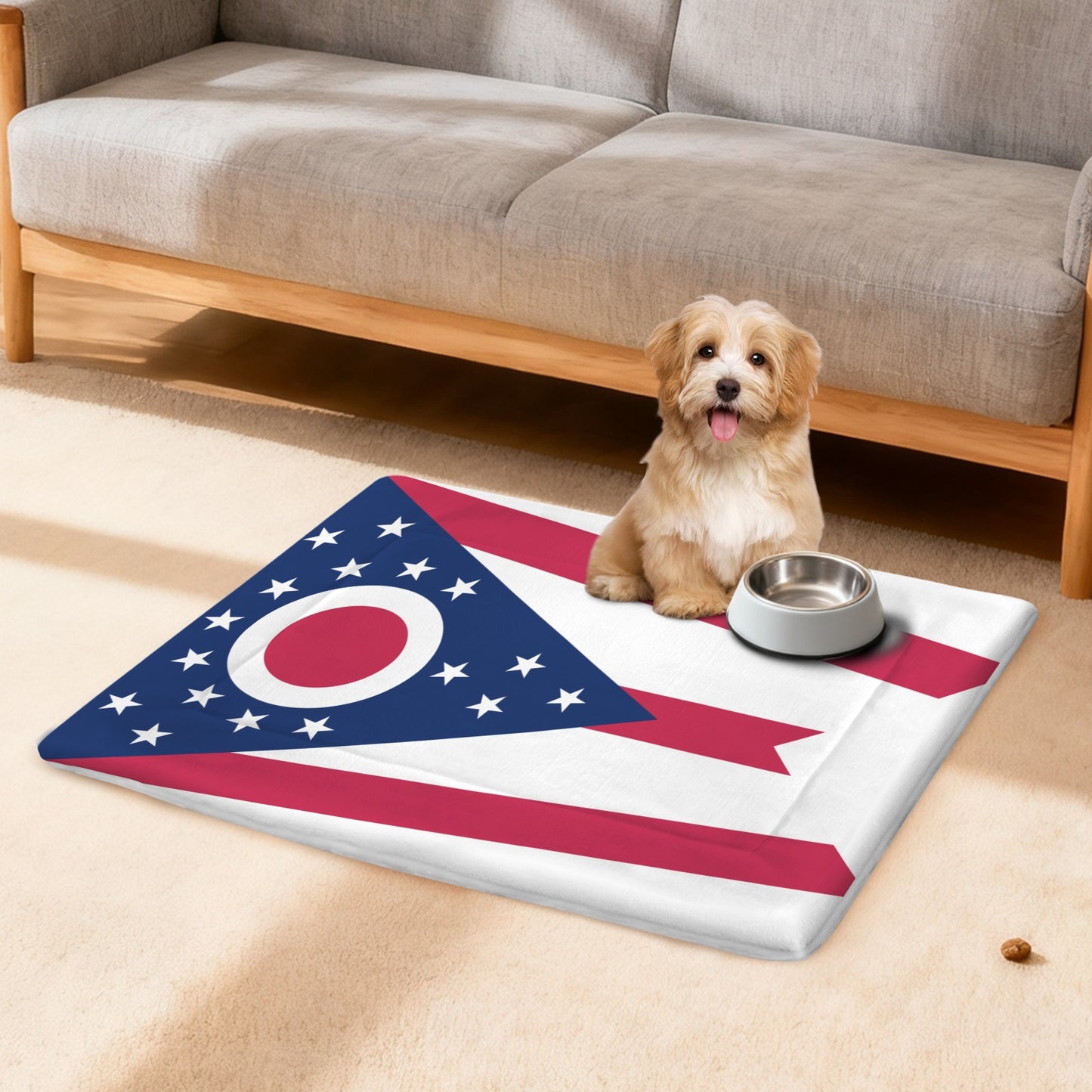 Ohio Flag Inspired Pet Mat 25x18inch (Made in the USA)