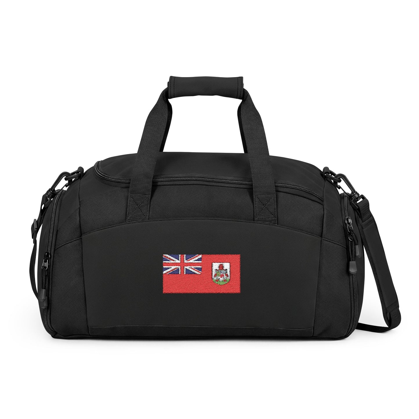 Bermuda Flag Gym Bag — Black Duffle with Embroidered Bermuda Flag