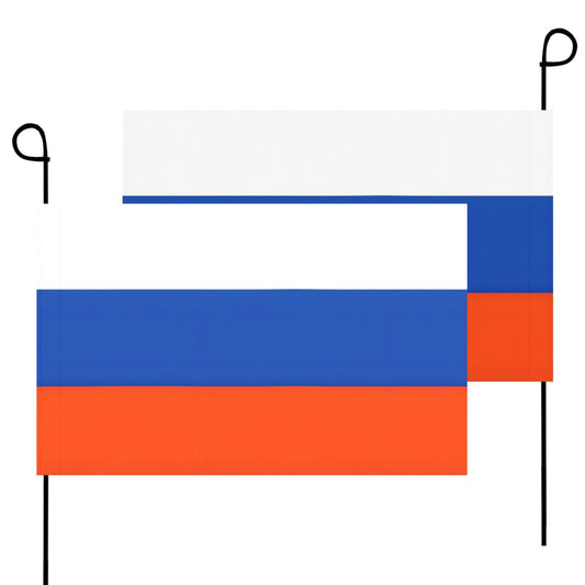 Russian flag mounted on black pole, brand: Luv My Flag.