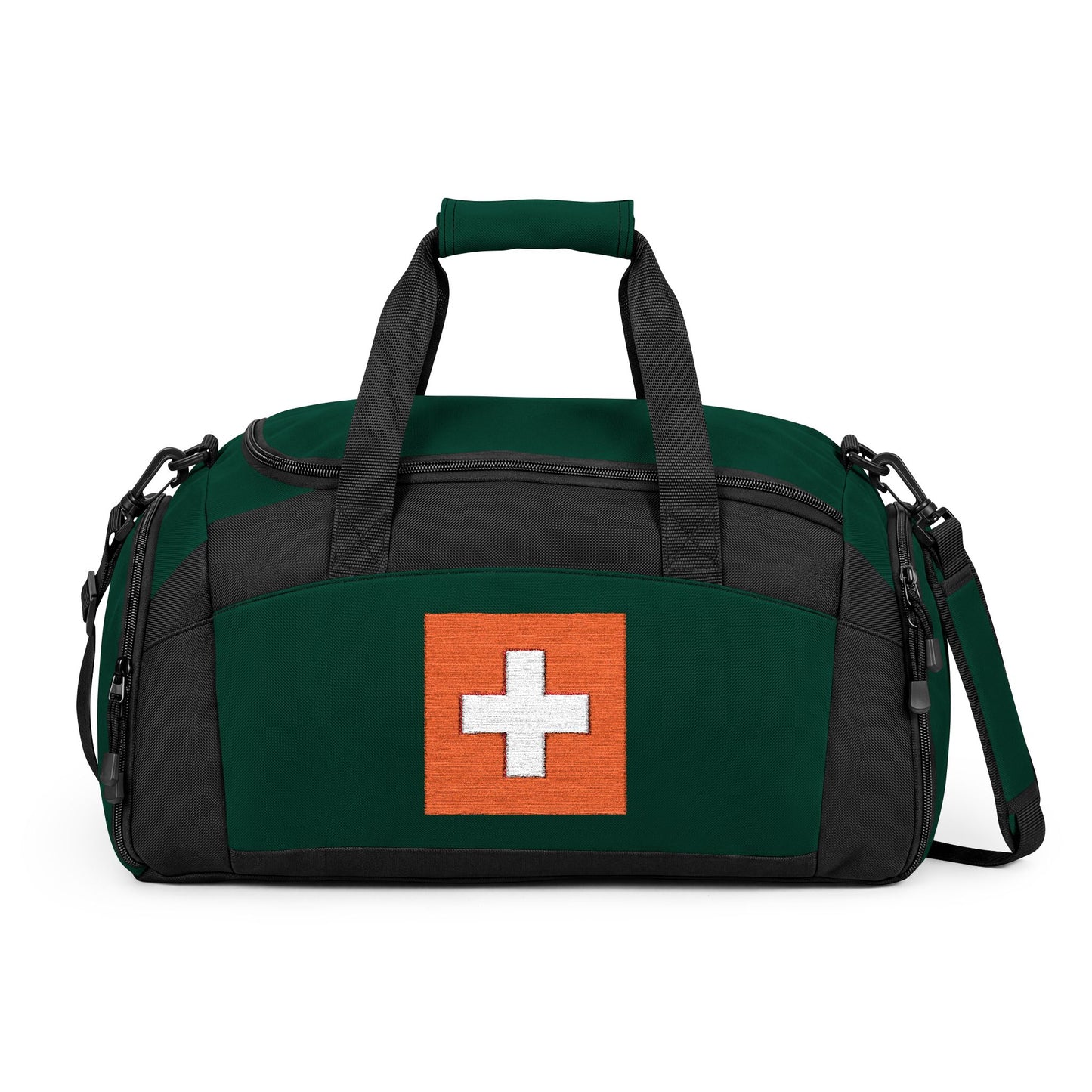 Switzerland Flag Gym Bag — Black Duffle with Embroidered Switzerland Flag