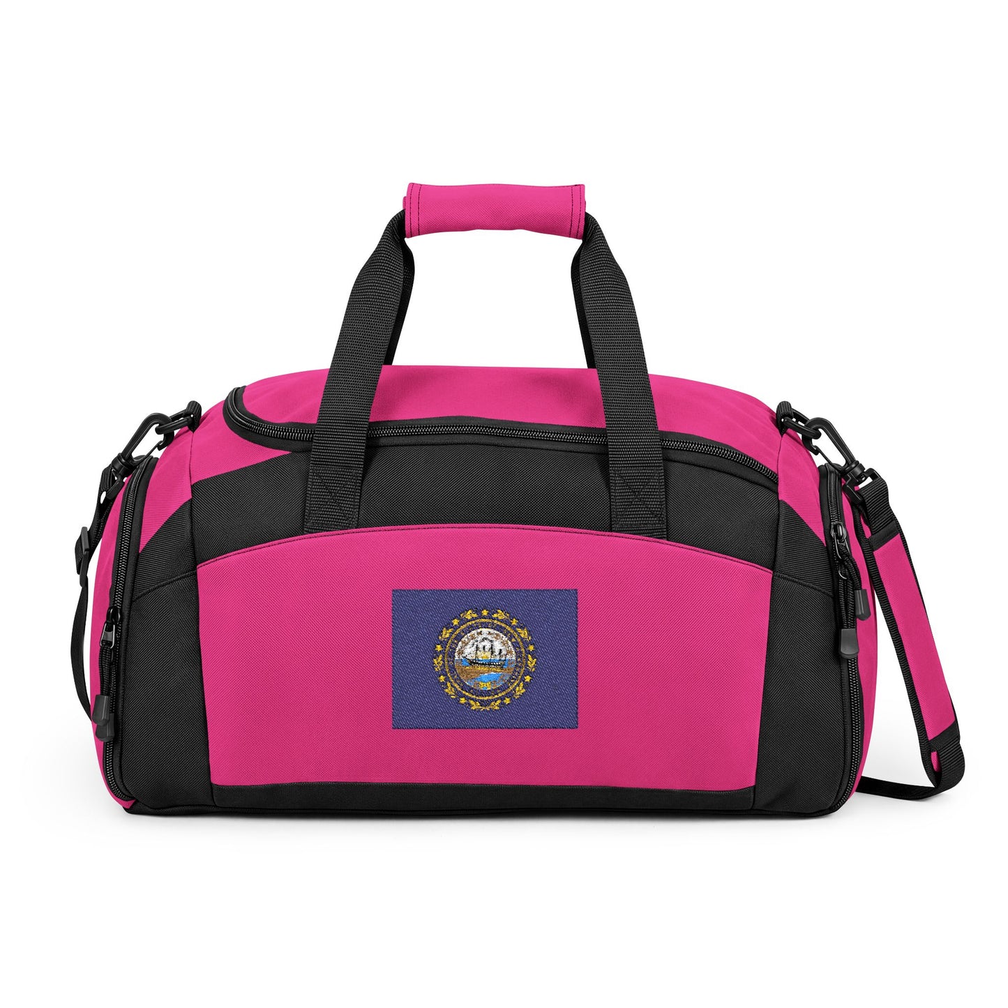 New Hampshire Flag Gym Bag — Black Duffle with Embroidered New Hampshire Flag