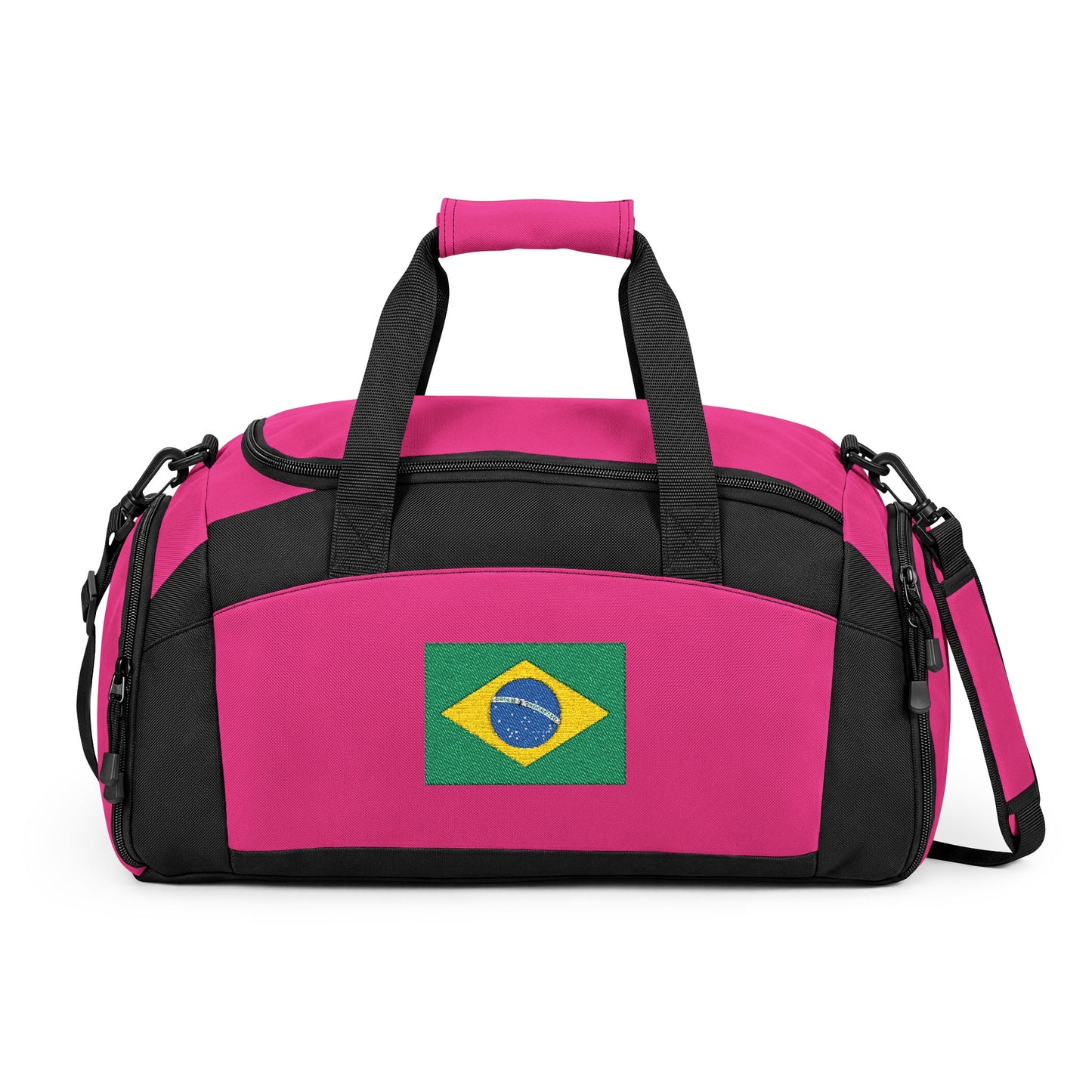 Brazil Flag Gym Bag — Black Duffle with Embroidered Brazil Flag