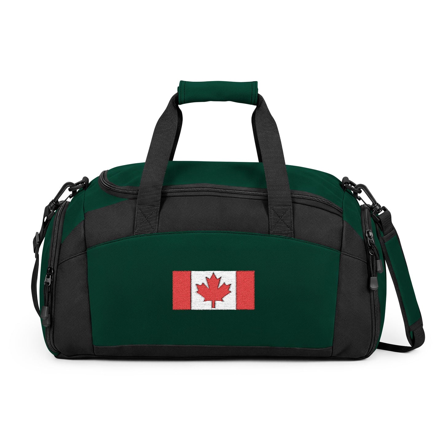 Canada Flag Gym Bag — Black Duffle with Embroidered Canada Flag