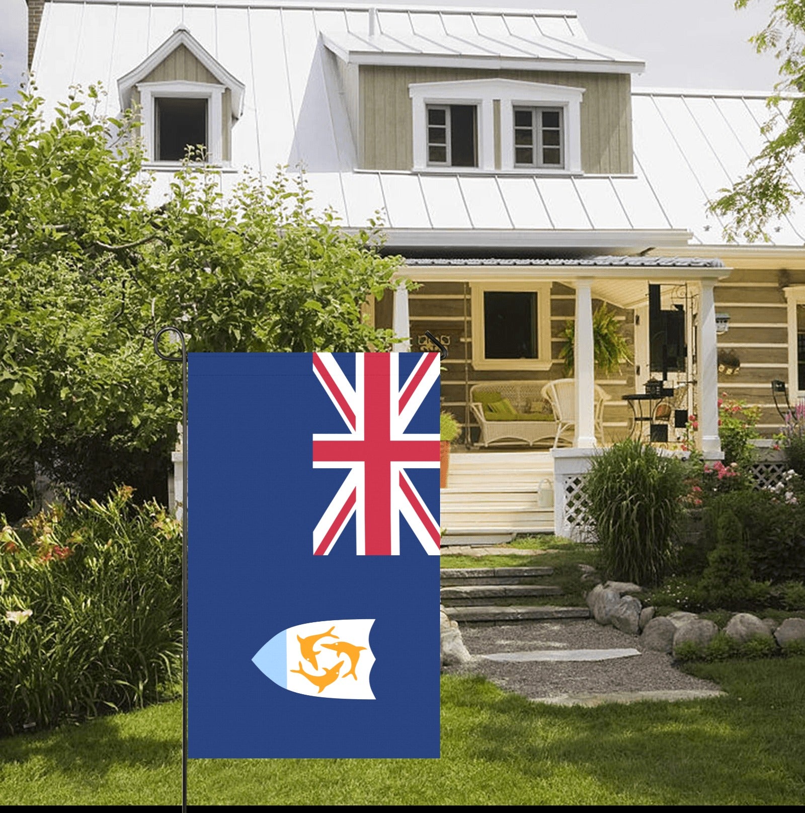 Housefront with Anguilla flag by Luv My Flag brand.