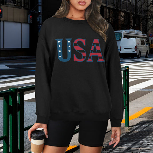 USA/American Flag Inspired "USA" Unisex Fleece Sweatshirt (Made in the USA)