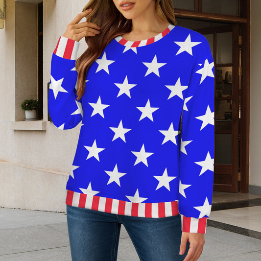 USA/American Flag Inspired Women's Crew Neck Sweater Style-1 Printed in the USA