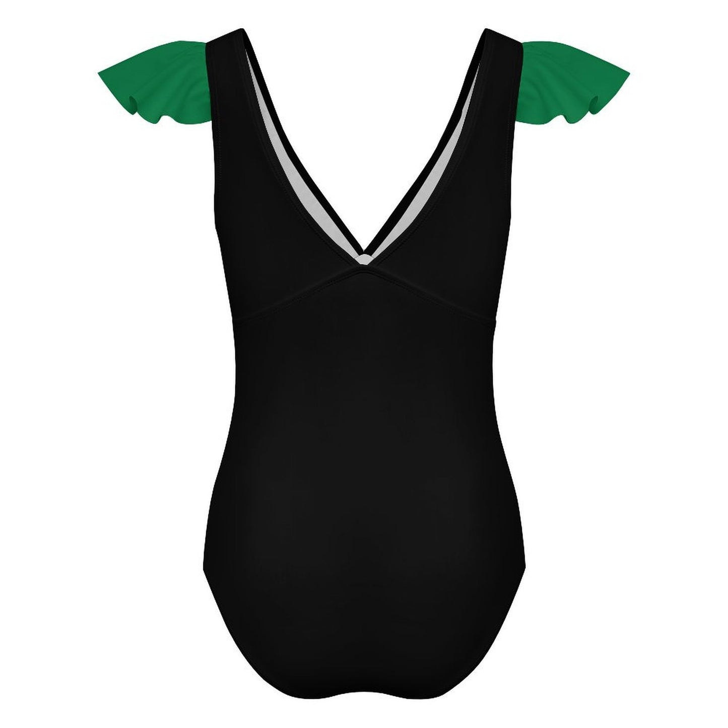 Thin Green Line Flag Inspired Style-2 Women's V-neck Ruffle Sleeve One Piece Swimsuit