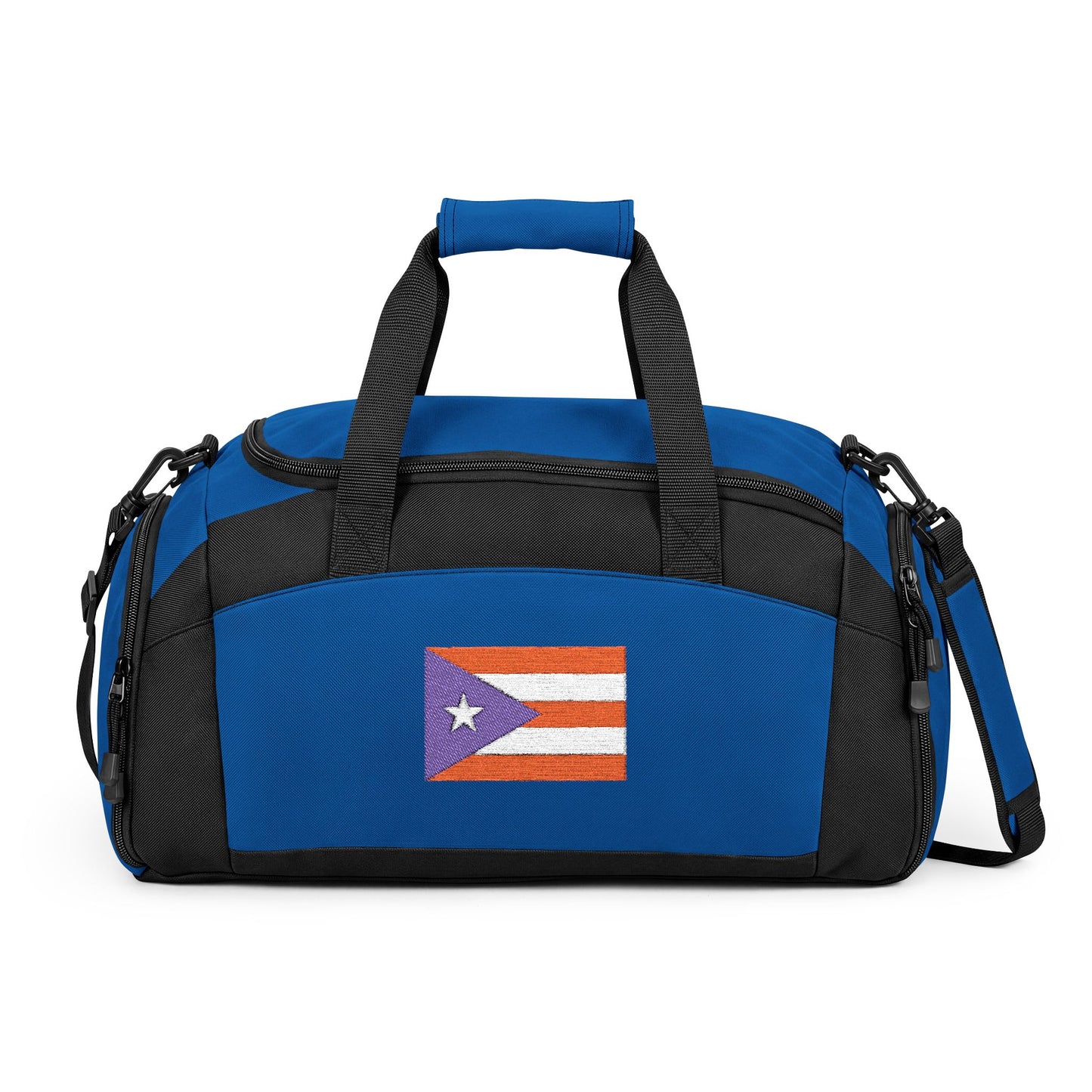 Puerto Rico Flag Gym Bag — Black Duffle with Embroidered Puerto Rico Flag