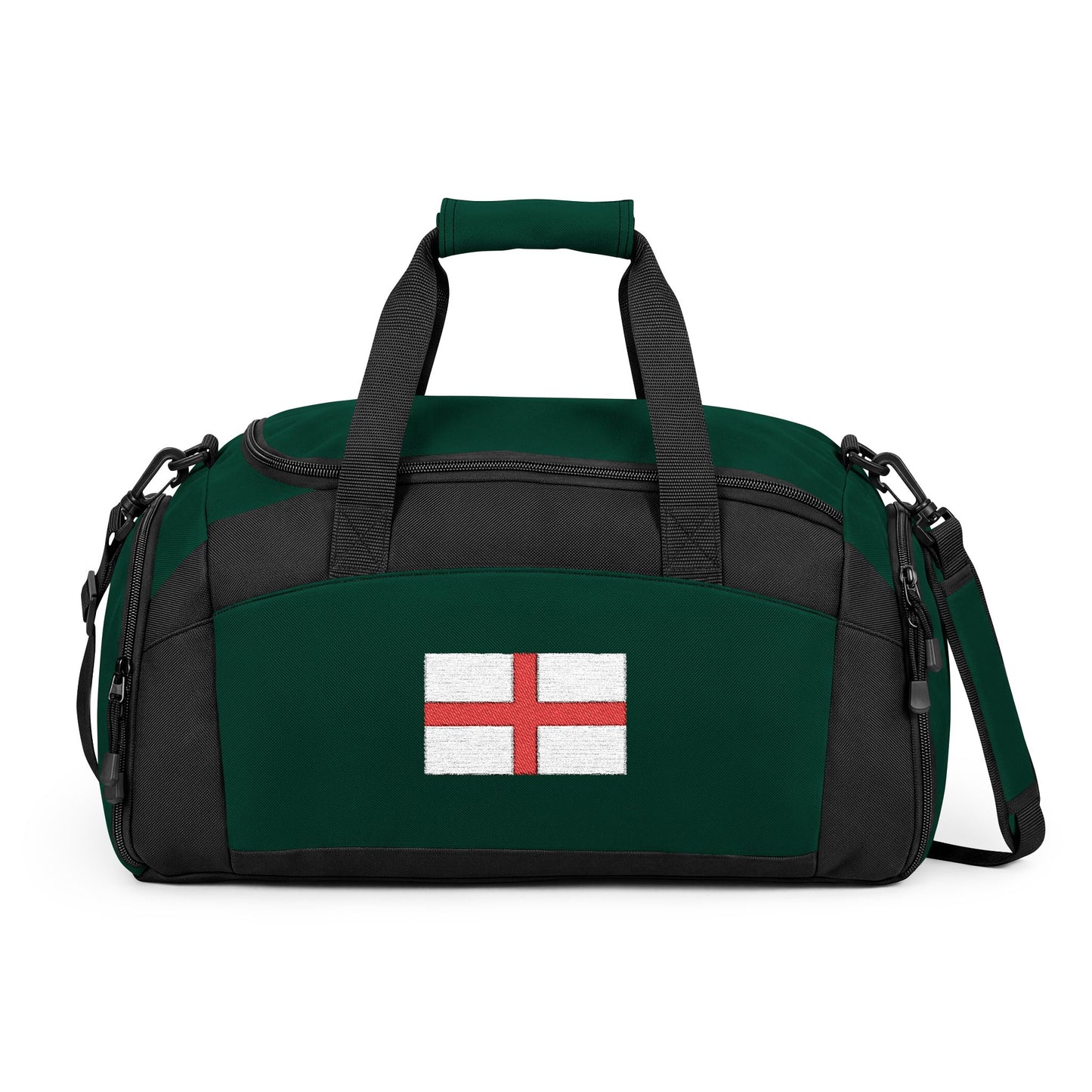 England Flag Gym Bag — Black Duffle with Embroidered England Flag
