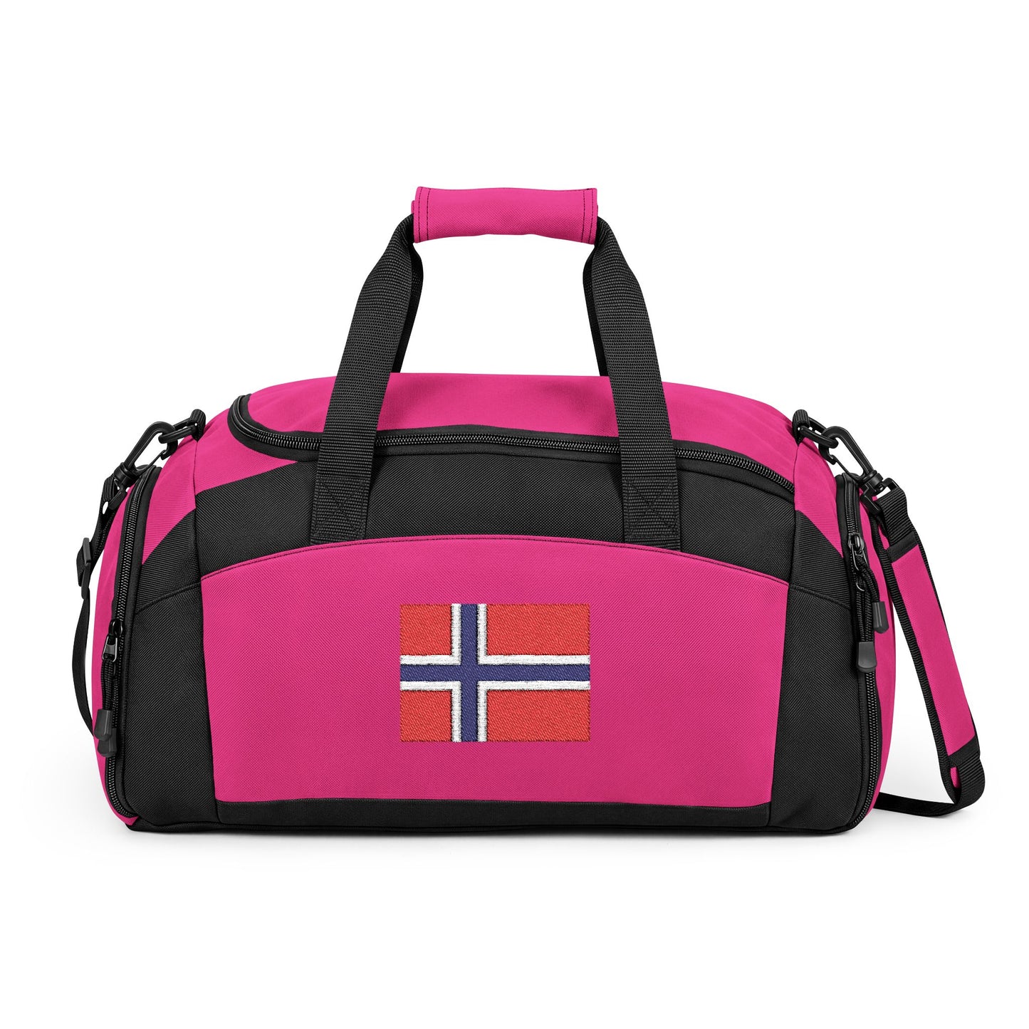 Norway Flag Gym Bag — Black Duffle with Embroidered Norway Flag