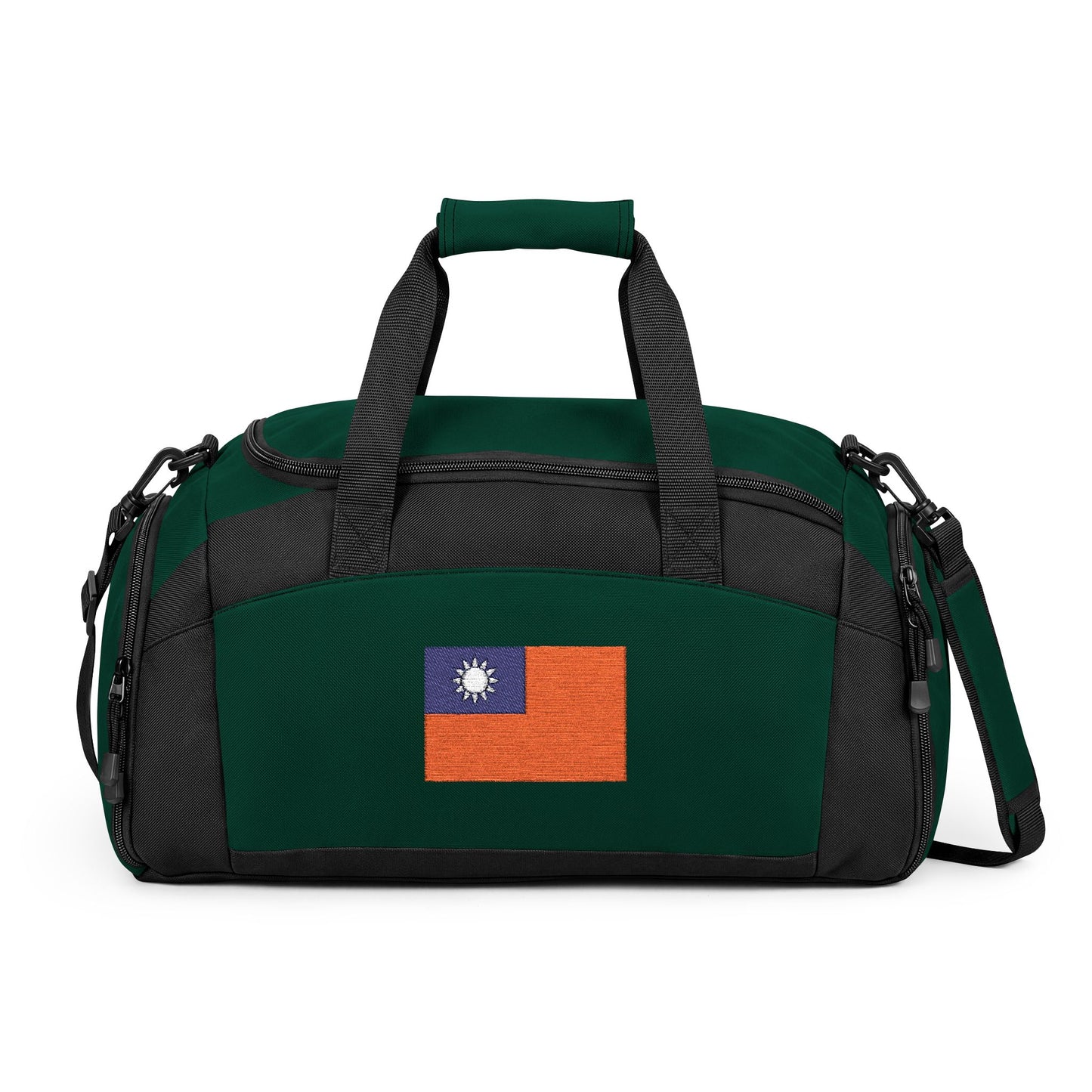 Taiwan Flag Gym Bag — Black Duffle with Embroidered Taiwan Flag