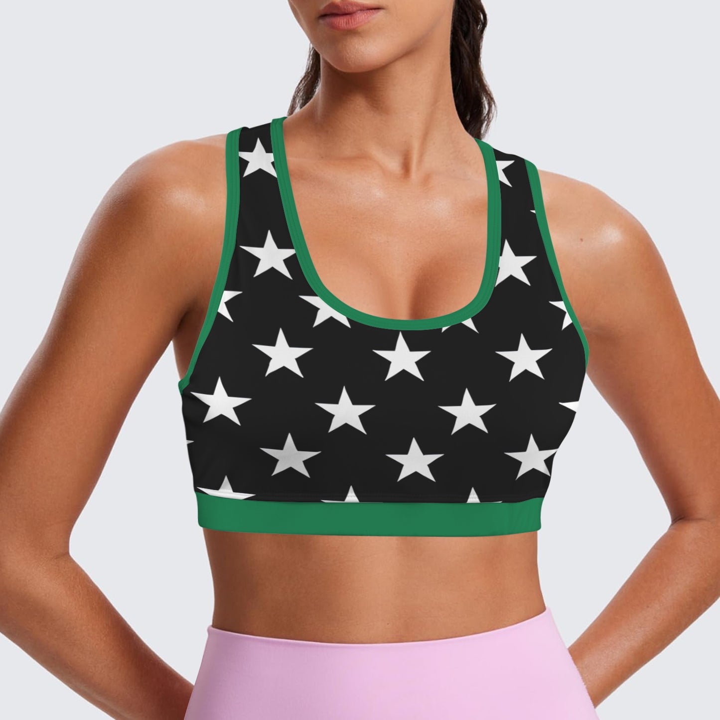 Thin Green Line Flag Racerback Sports Bra