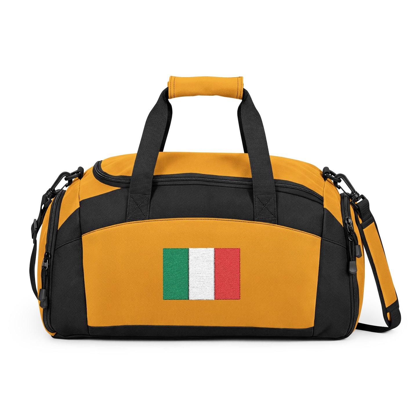 Italy Flag Gym Bag — Black Duffle with Embroidered Italy Flag
