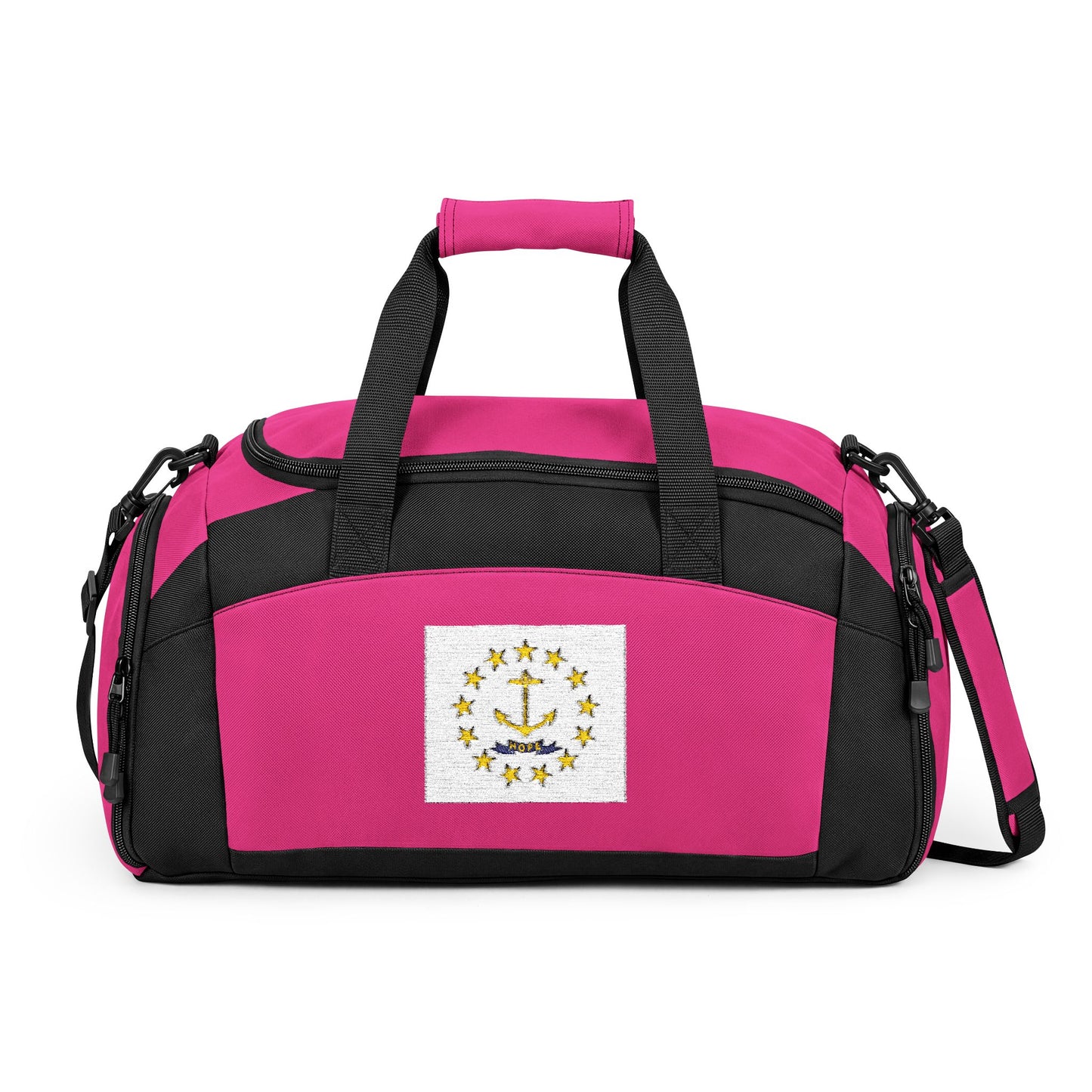 Rhode Island Flag Gym Bag — Black Duffle with Embroidered Rhode Island Flag