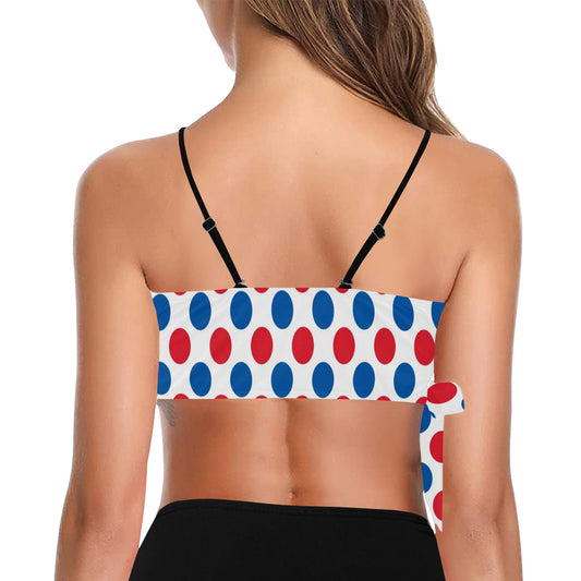 USA/American Flag Inspired Polka Dot Pattern Knot Side Bikini Top