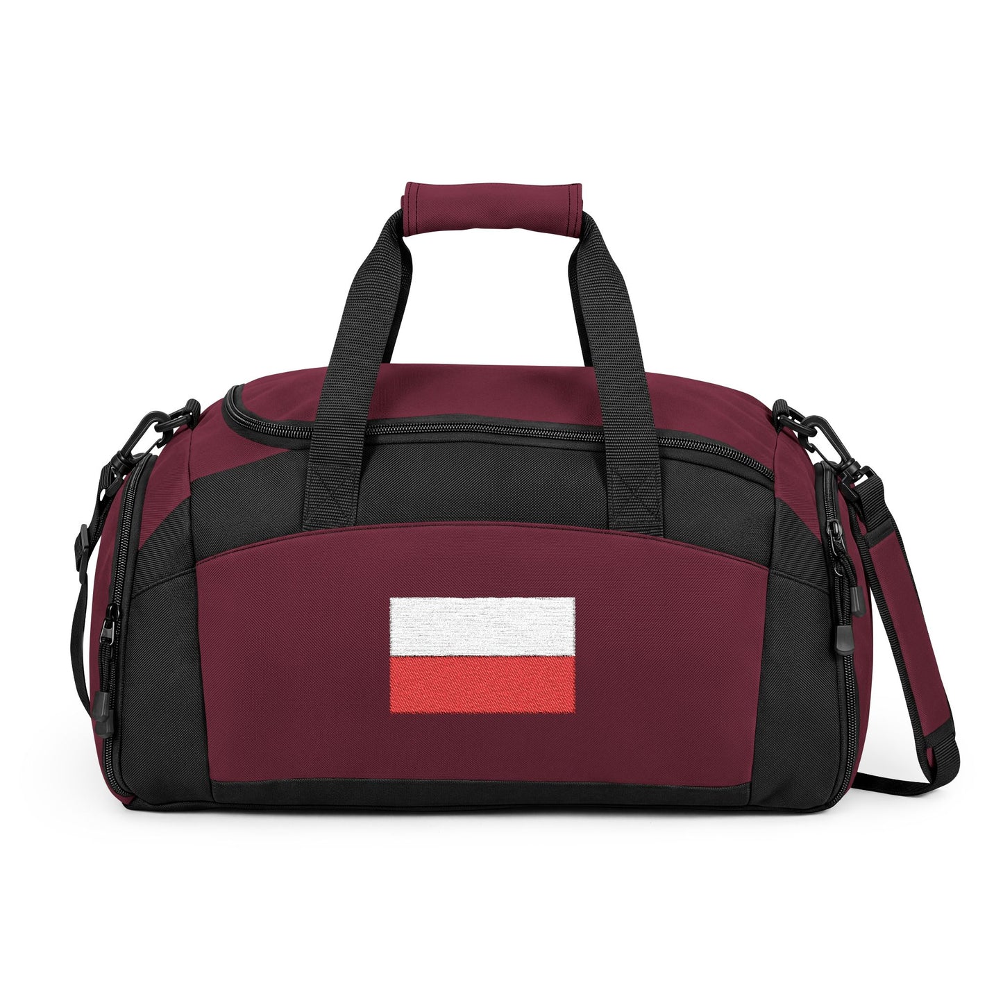 Poland Flag Gym Bag — Black Duffle with Embroidered Poland Flag