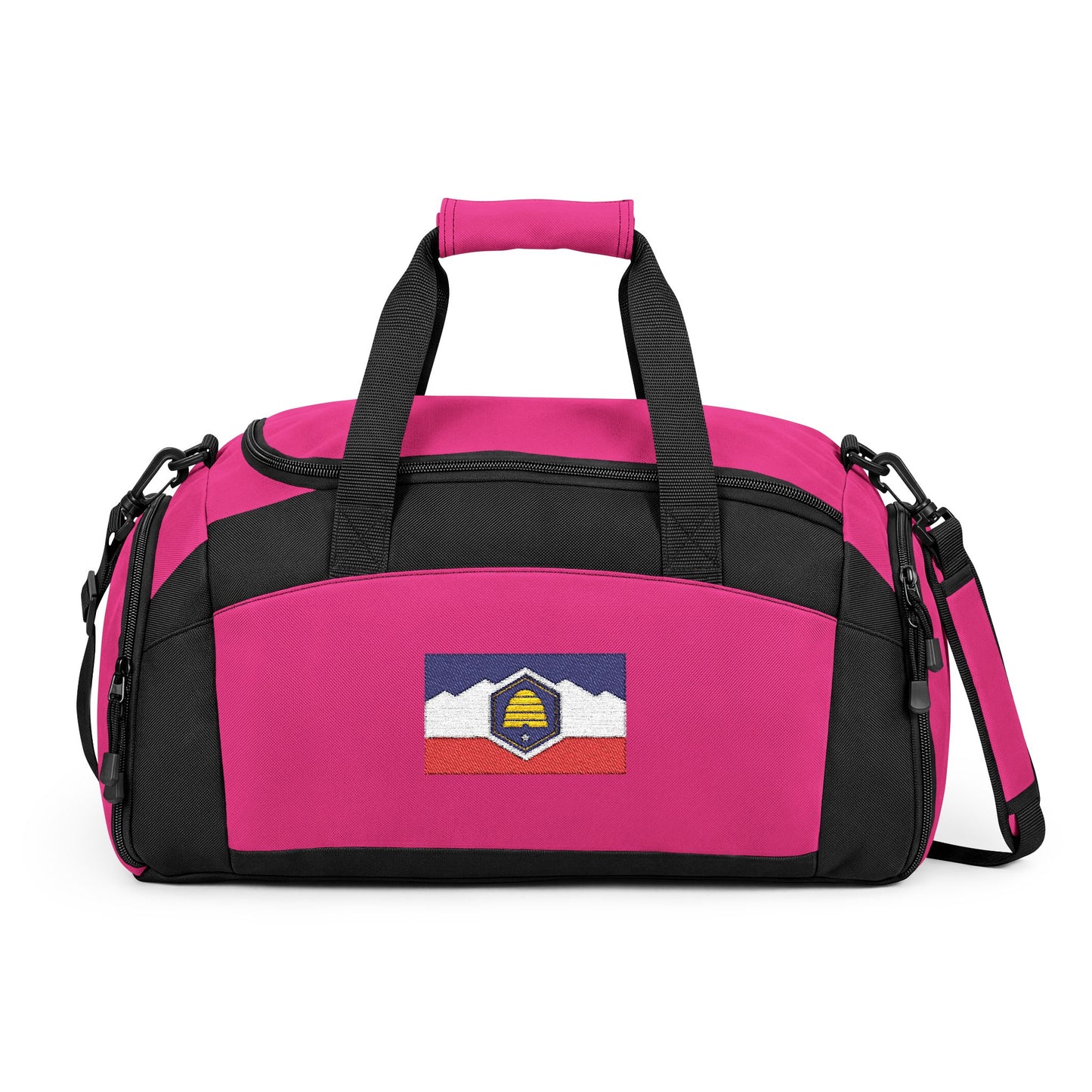 Utah Flag Gym Bag — Black Duffle with Embroidered Utah Flag