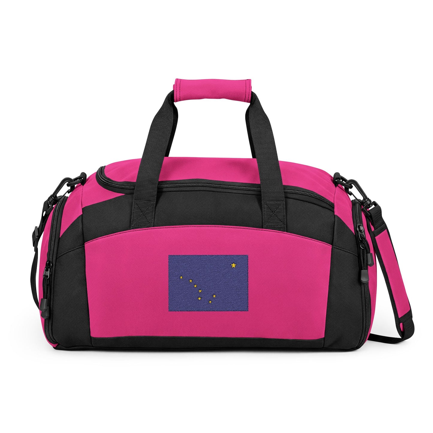 Alaska Flag Gym Bag — Black Duffle with Embroidered Alaska Flag
