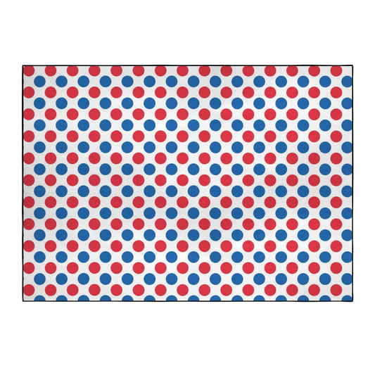 USA/American Flag Inspired Polka Dot Pattern 84x60 Inch Area Rug with Black Binding (Made in the USA)