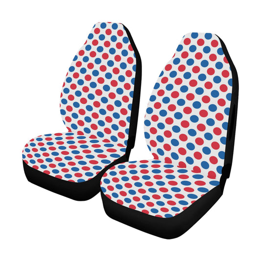 USA/American Flag Inspired Polka Dot Pattern Car Seat Cover Airbag Compatible(Set of 2)