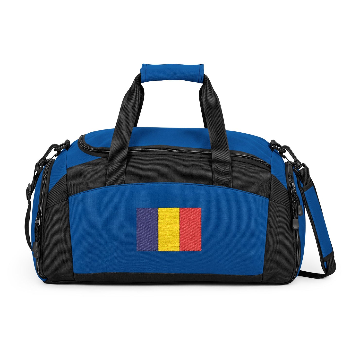 Romania Flag Gym Bag — Black Duffle with Embroidered Romania Flag