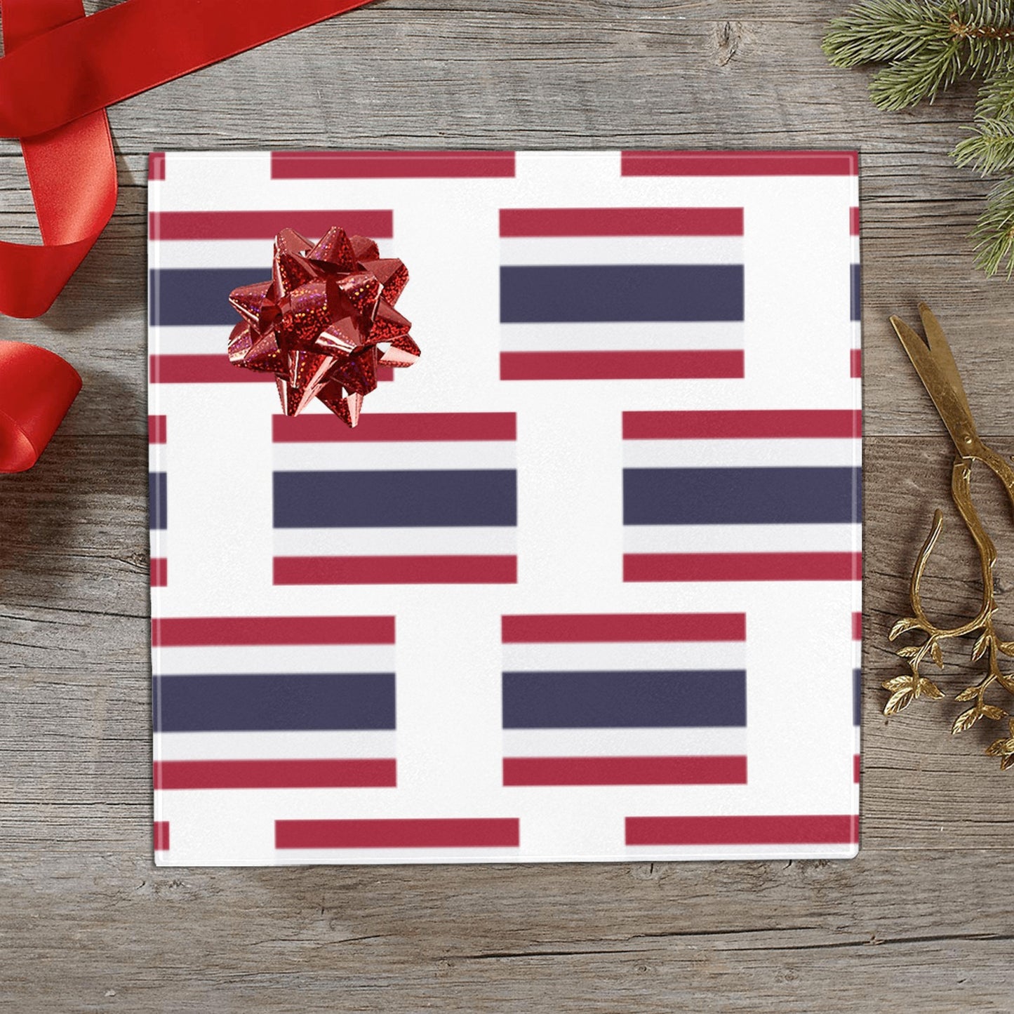 Thailand Flag Inspired Custom Gift Wrapping Paper 58"x 22.5" (4 Rolls)