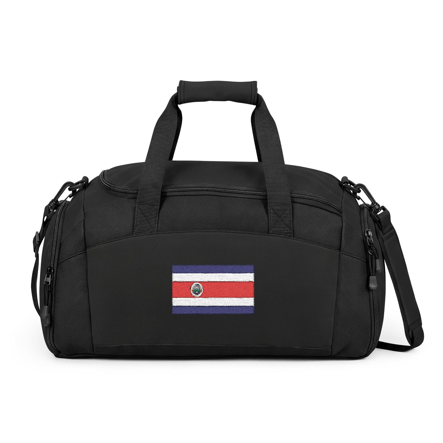 Costa Rica Flag Gym Bag — Black Duffle with Embroidered Costa Rica Flag