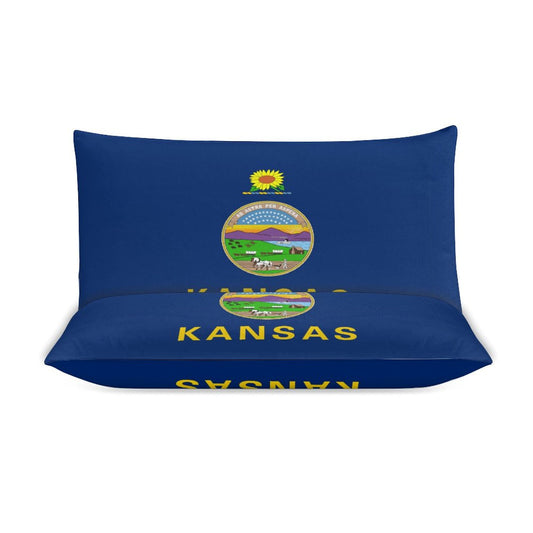 Kansas Flag Inspired 3-Piece Bedding Set (1 Duvet Cover + 2 Pillow Shams) – 102"×90"