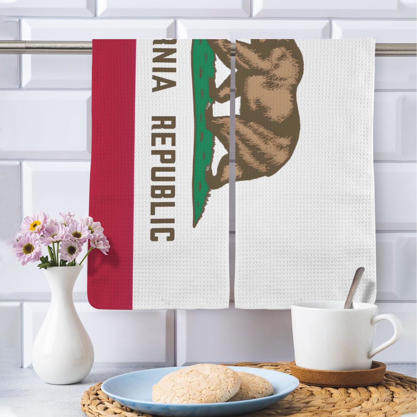 California Flag Inspired Kitchen Towel 40X60cm (Pack of 2) (Made in the USA)