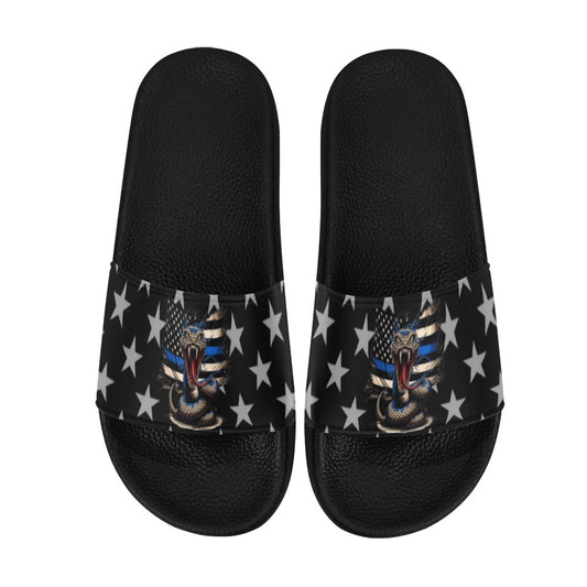 Thin Blue Line Flag Inspired Snake Women's Slide Sandals