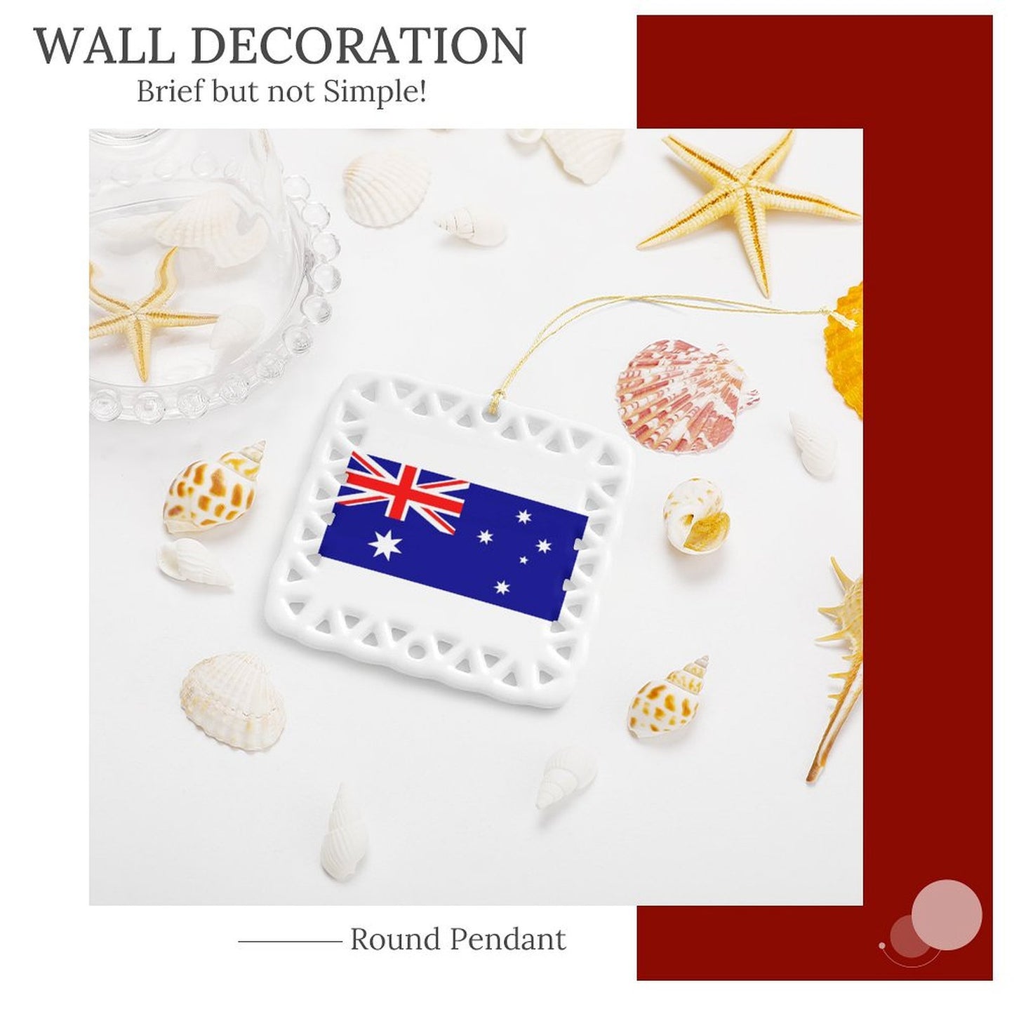 Australia Flag Inspired Square Ceramic Ornament Made in the USA
