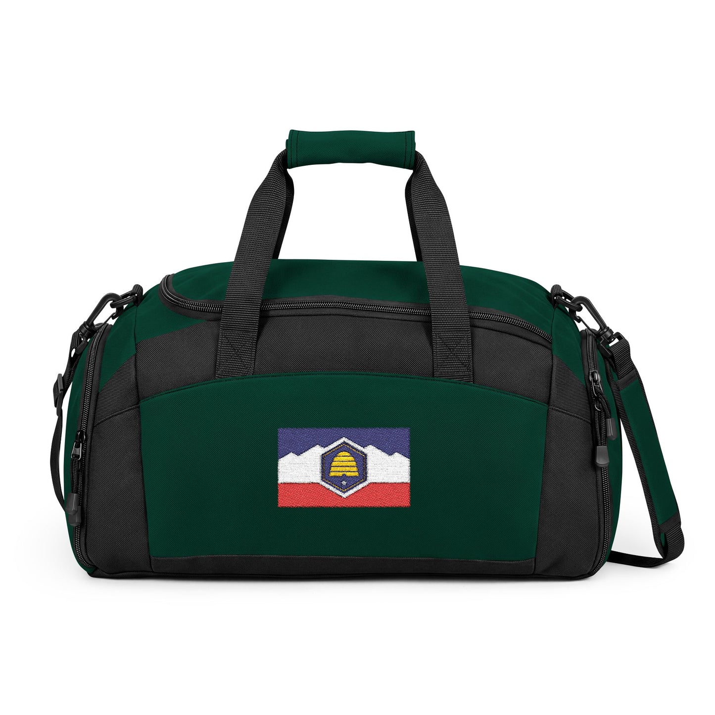 Utah Flag Gym Bag — Black Duffle with Embroidered Utah Flag