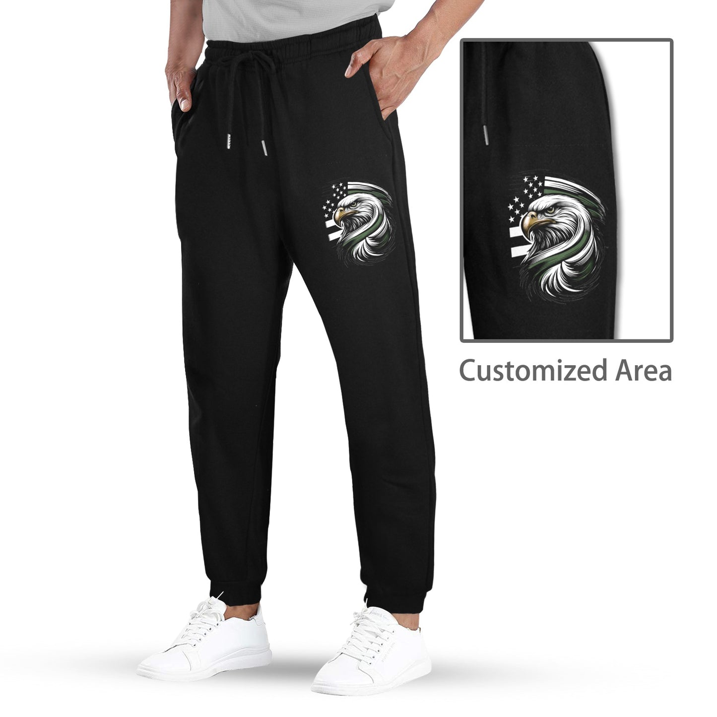 Thin Green Line Flag Inspired Eagle Unisex Fleece Sweatpants (Left Printing) | Ships from USA