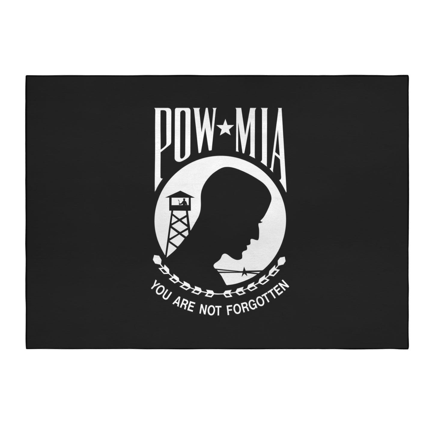 POW/MIA Flag Inspired 84x60 Inch Area Rug with Black Binding (Made in the USA)