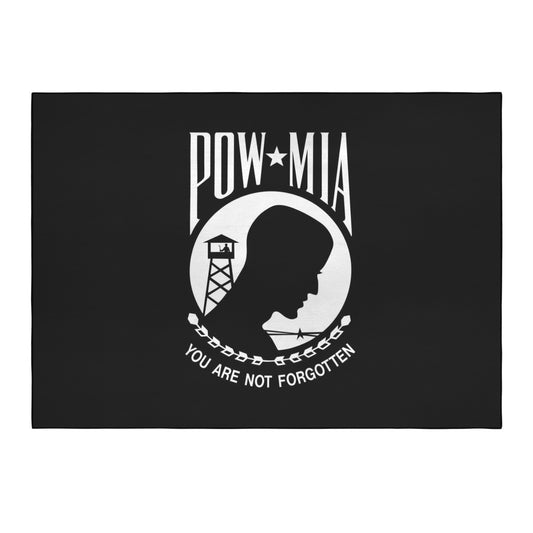 POW/MIA Flag Inspired 84x60 Inch Area Rug with Black Binding (Made in the USA)