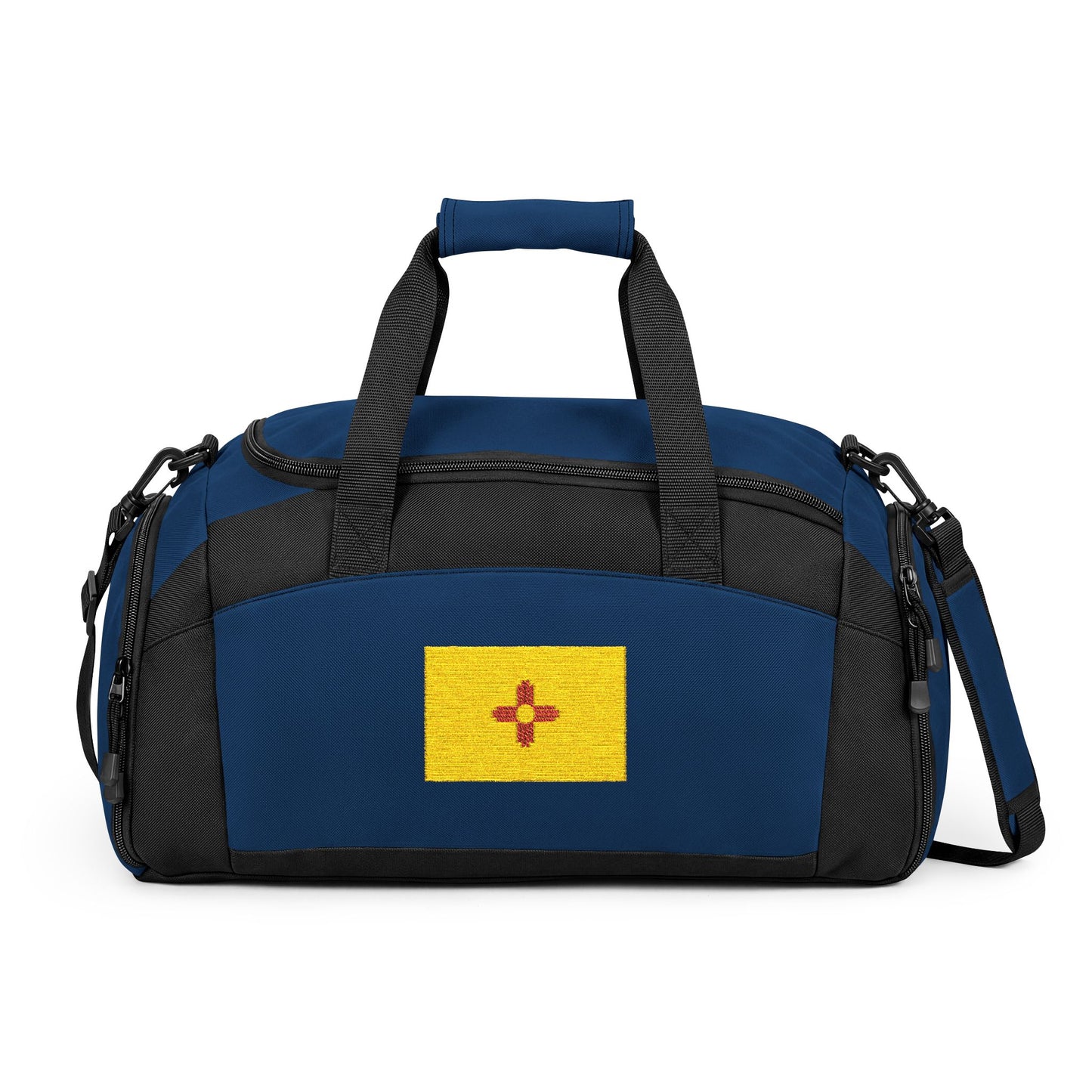 New Mexico Flag Gym Bag — Black Duffle with Embroidered New Mexico Flag